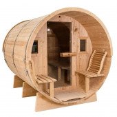 8’ Thermowood barrel sauna with porch